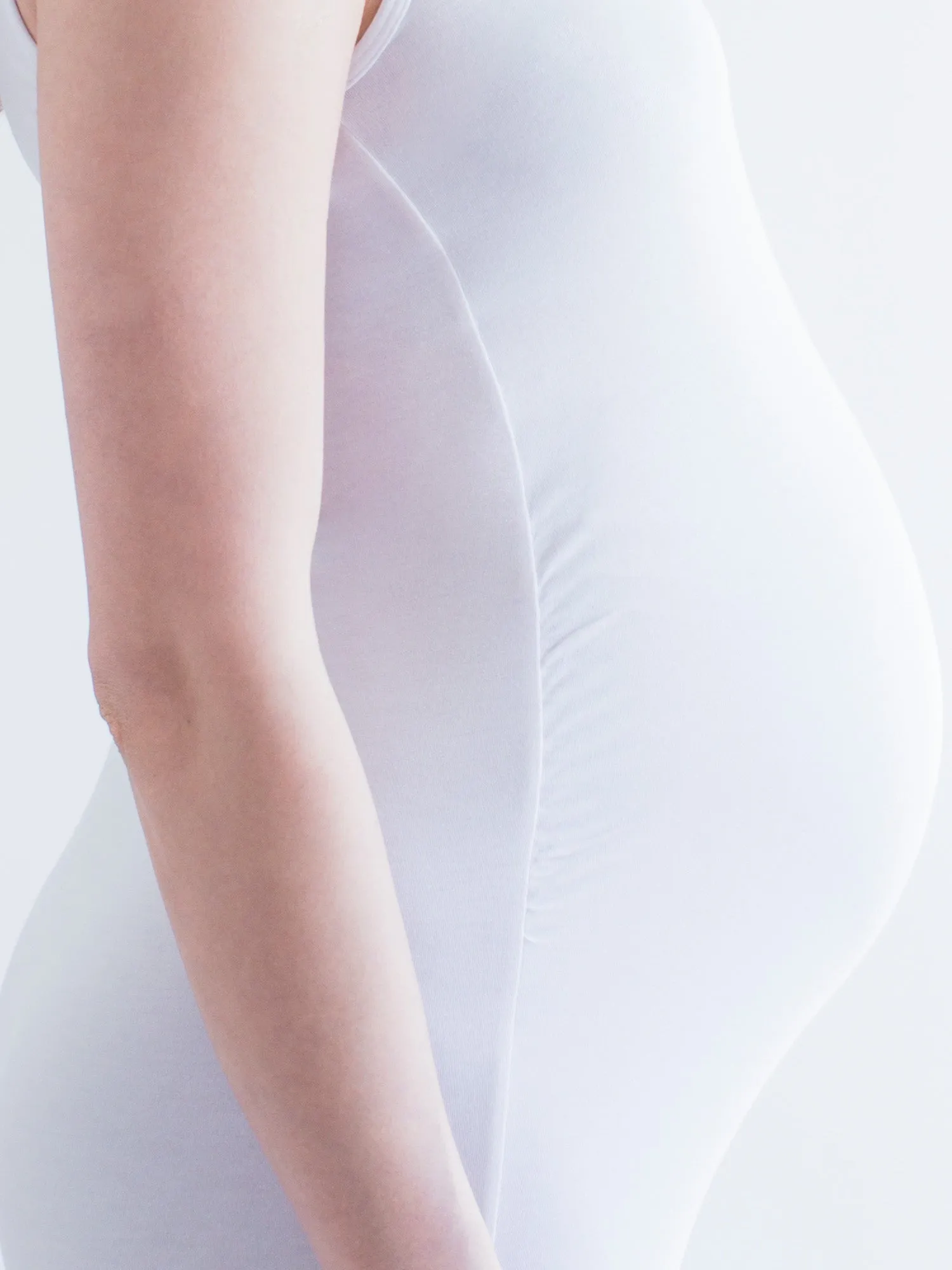 LONG SOFT STRETCH MATERNITY TANK, WHITE