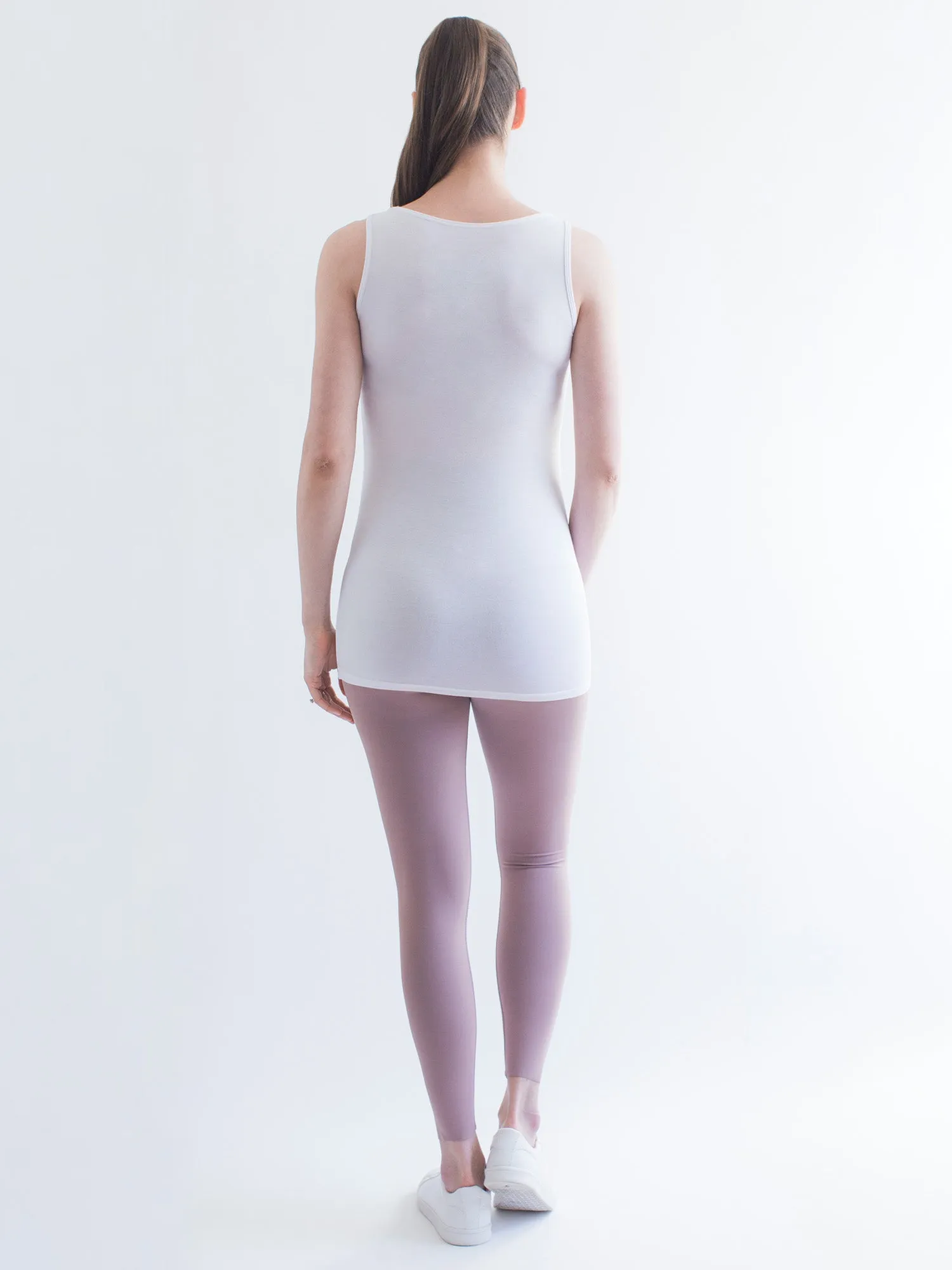 LONG SOFT STRETCH MATERNITY TANK, WHITE