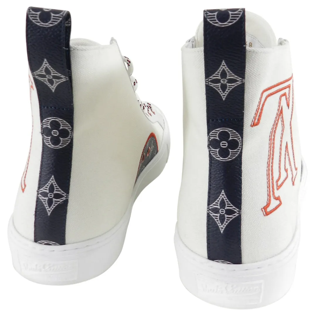 Louis Vuitton White Tattoo High Top Sneaker Boot - 11