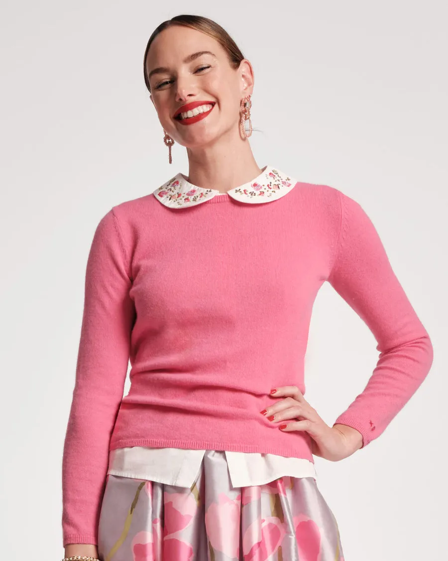 Louise Floral Embroidered Collar Top by Frances Valentine