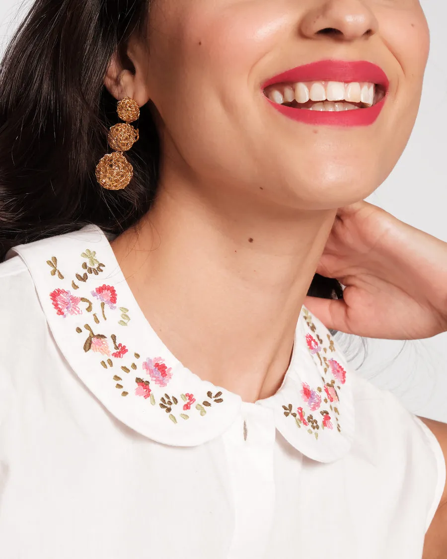 Louise Floral Embroidered Collar Top by Frances Valentine
