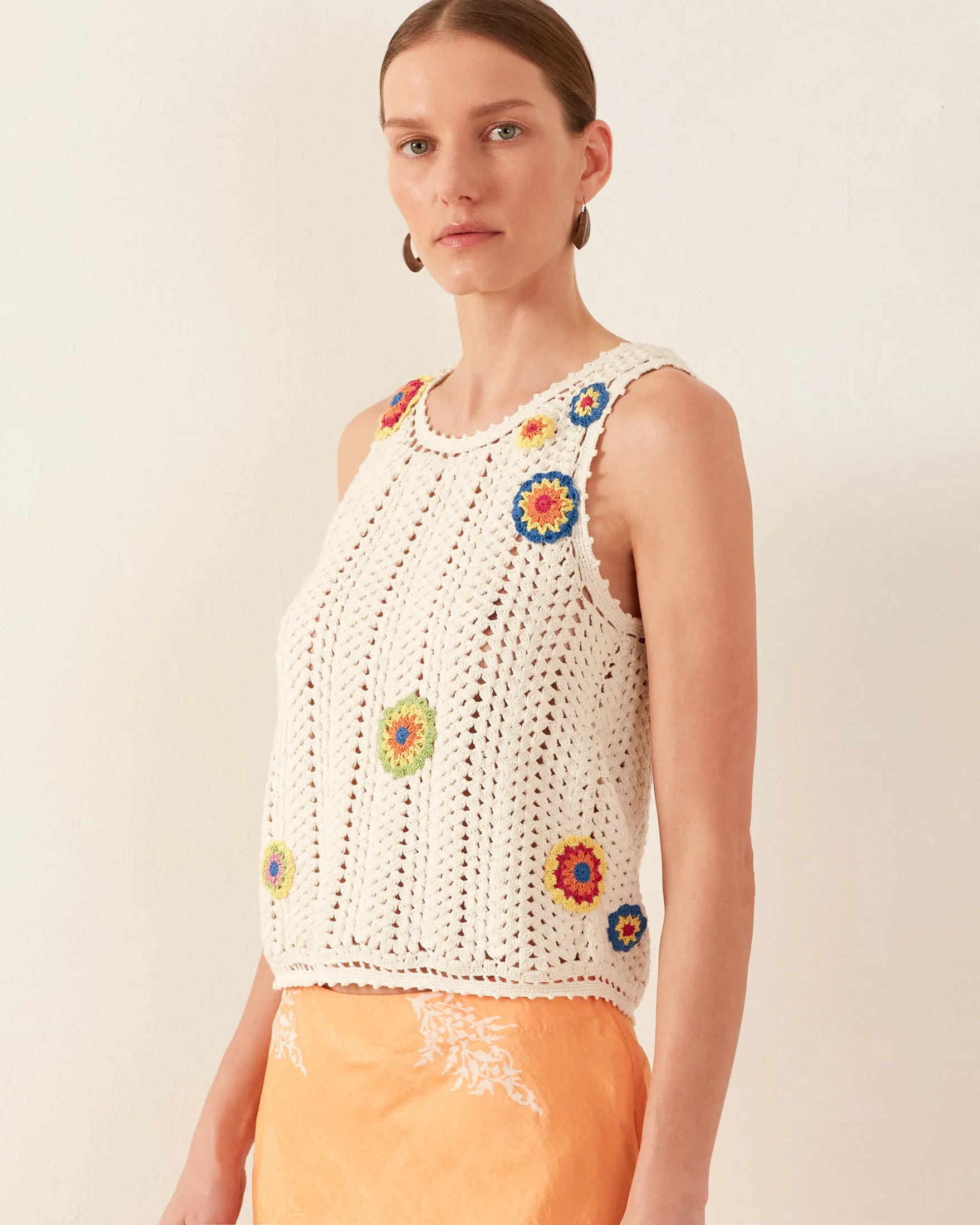 Lula Pearl Flower Crochet Top