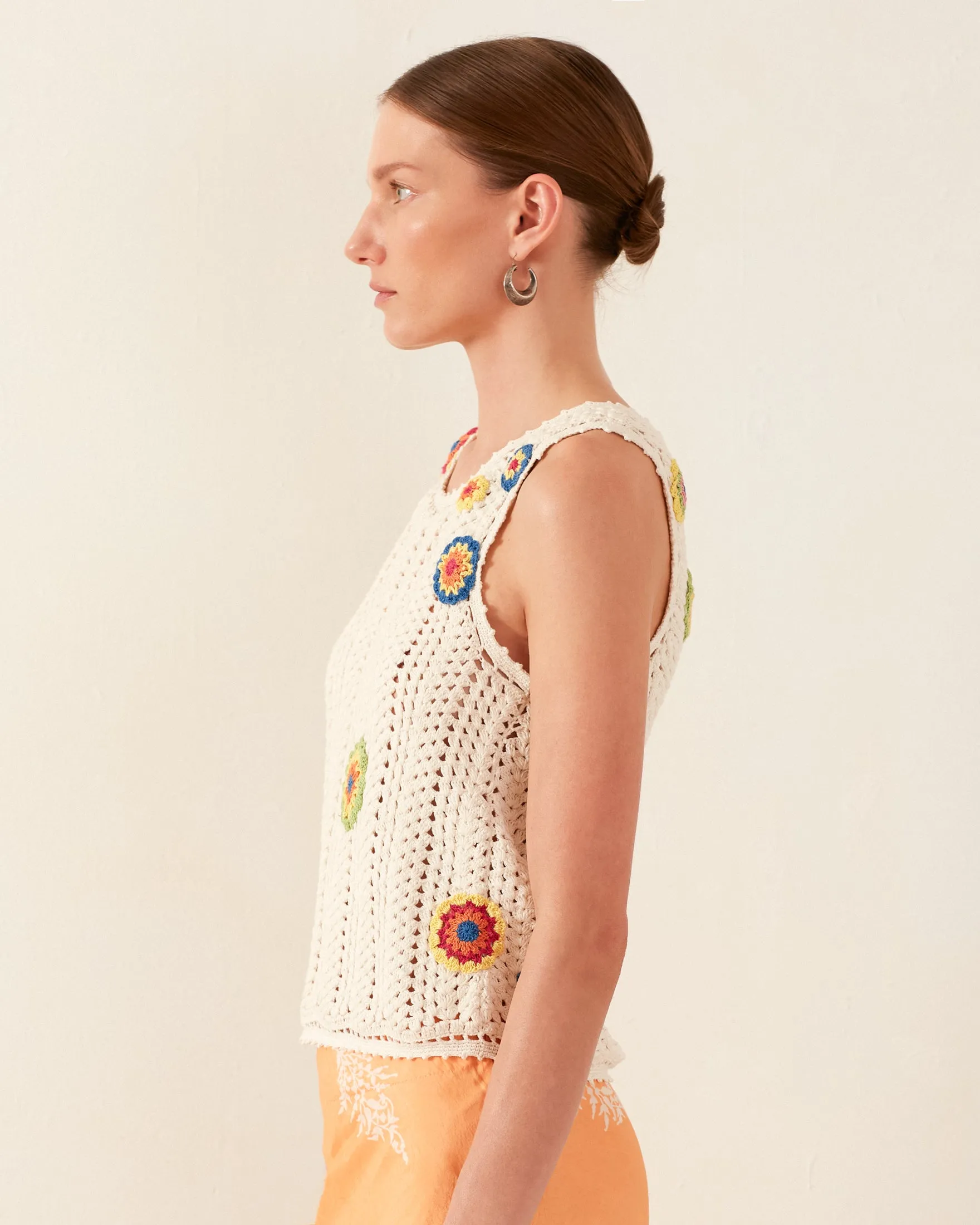 Lula Pearl Flower Crochet Top