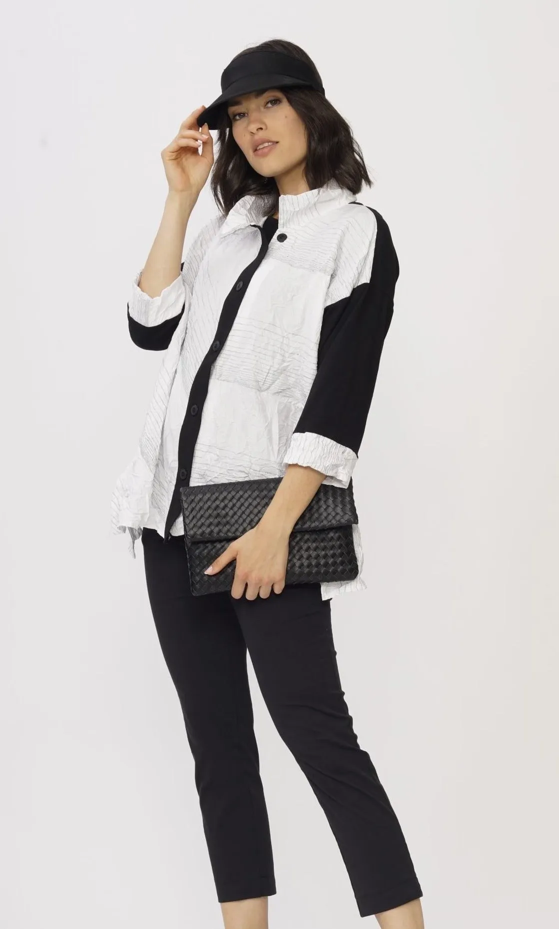 Luukaa Black and White Crinkle Shirt