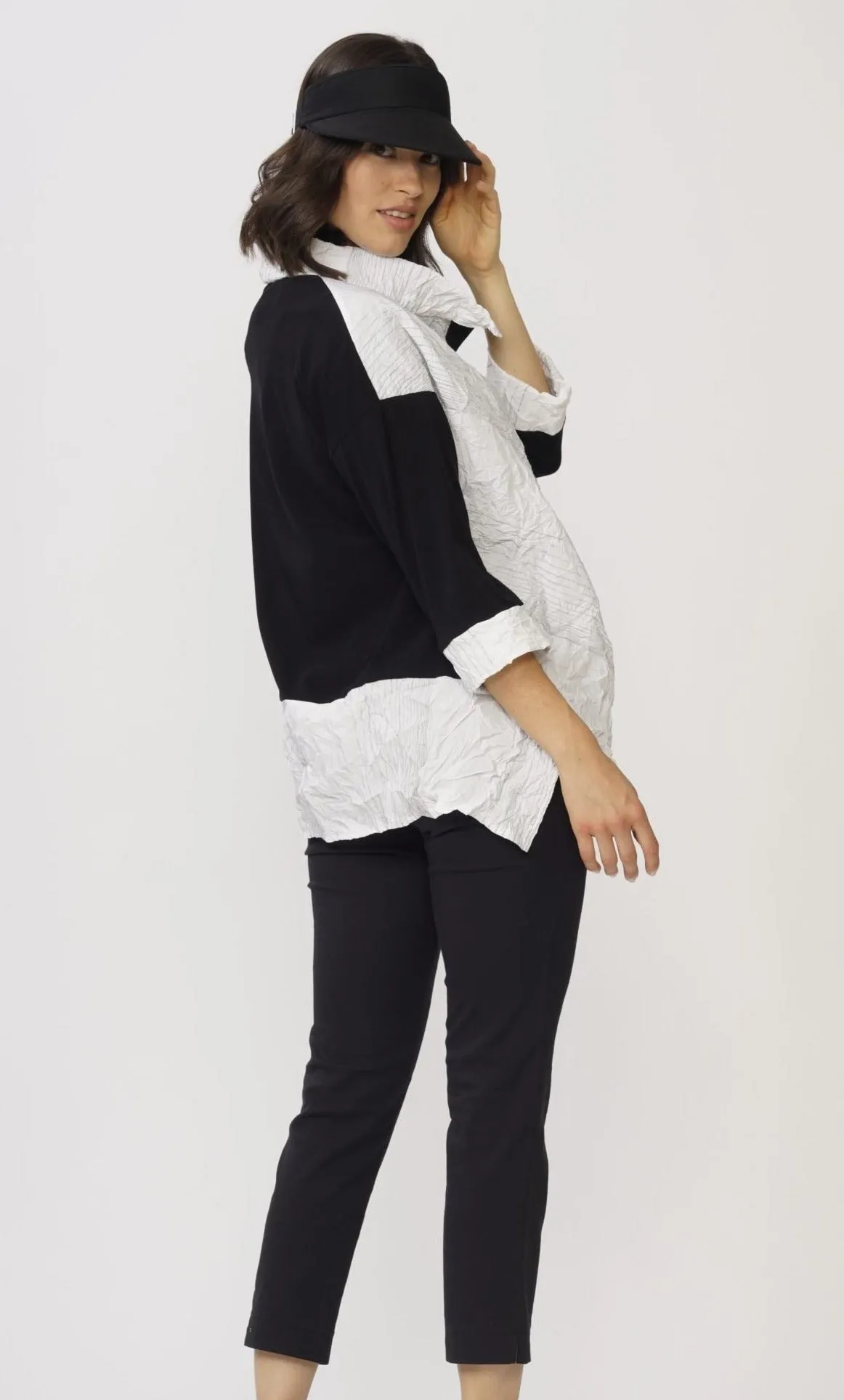 Luukaa Black and White Crinkle Shirt