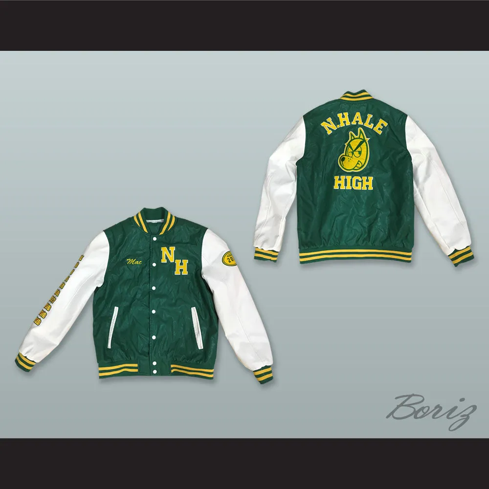 Mac Johnson N. Hale High School Green and White Lab Leather Varsity Letterman Jacket