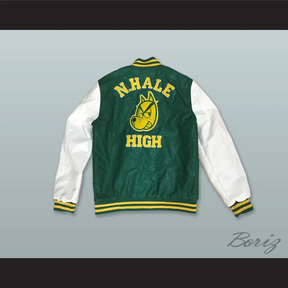 Mac Johnson N. Hale High School Green and White Lab Leather Varsity Letterman Jacket