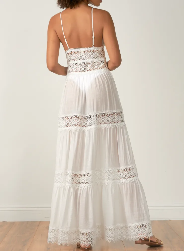 Macramé Embroidered Maxi Dress
