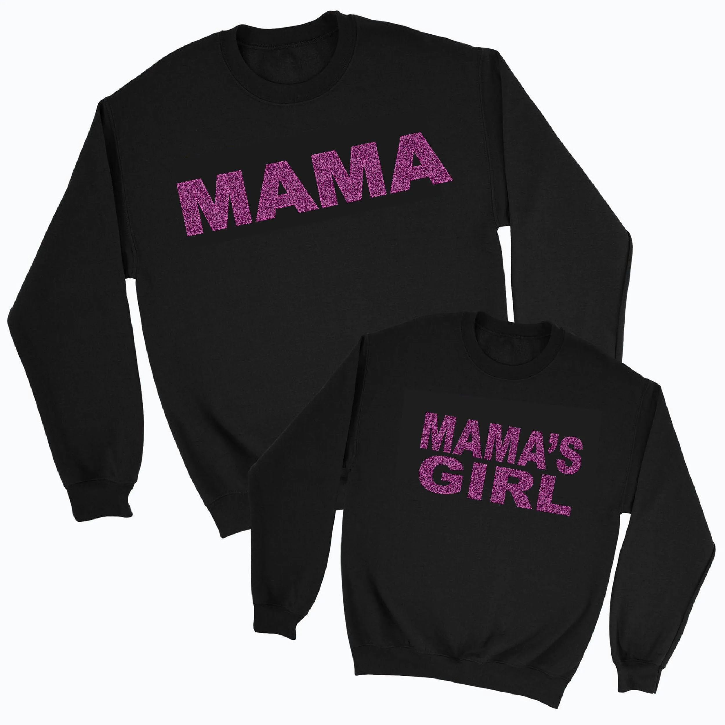 Mama & Mama's Girl Glitter Sweatshirts Black