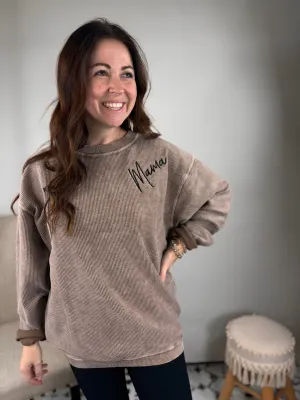 MAMA Toffee Essential Corded Crew Sweatshirt