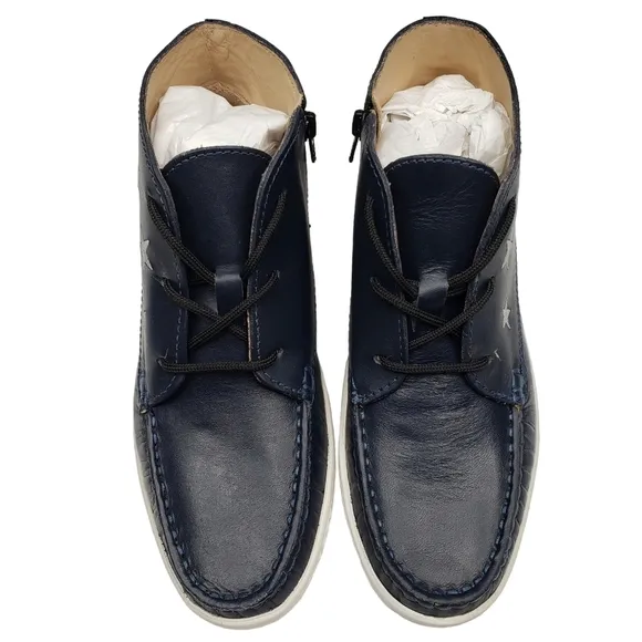 Marc Joseph | NIB Houston Bootie Navy Napa Preppy Leather Lace Up Boots Boy's 2