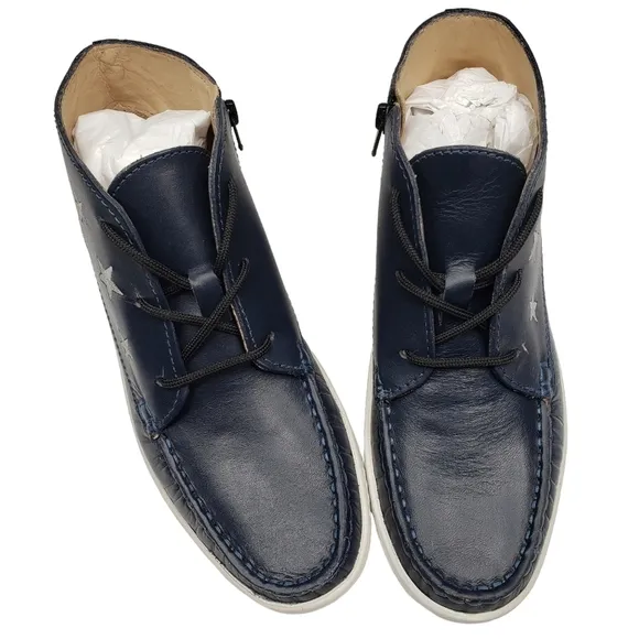 Marc Joseph | NIB Houston Bootie Navy Napa Preppy Leather Lace Up Boots Boy's 2