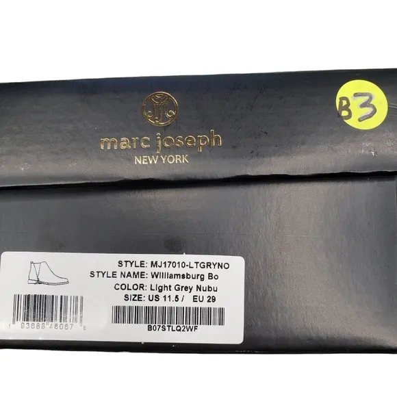 Marc Joseph | NIB Williamsburg Bootie Light Grey Nubuck Chic Leather Girl's 11.5