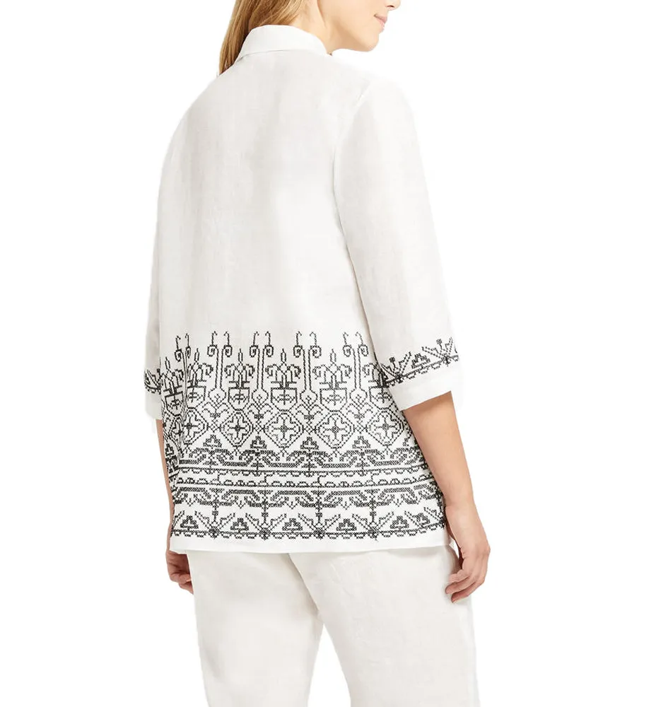 MARINA RINALDI Women's Fresco Embroidered Top $555 NWT