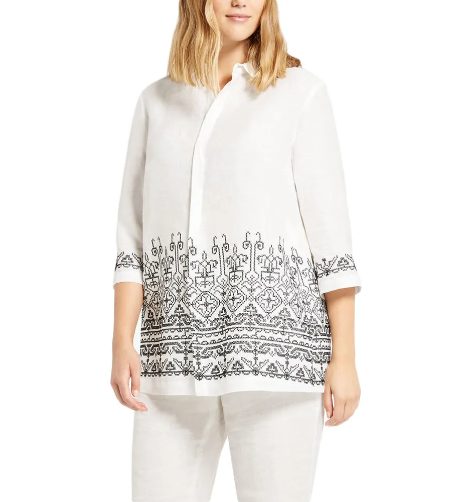 MARINA RINALDI Women's Fresco Embroidered Top $555 NWT