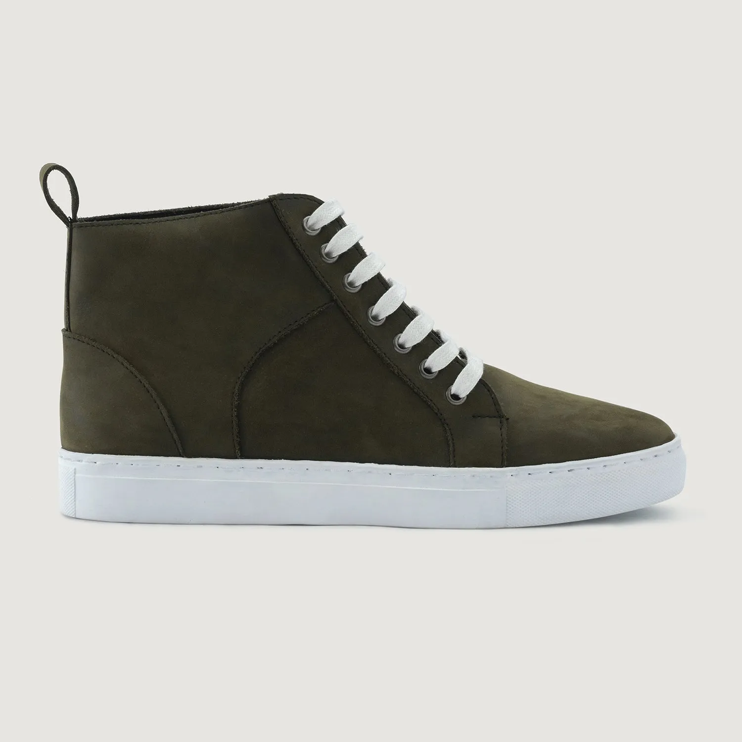 Marty High Top Olive Pullup Leather Sneakers