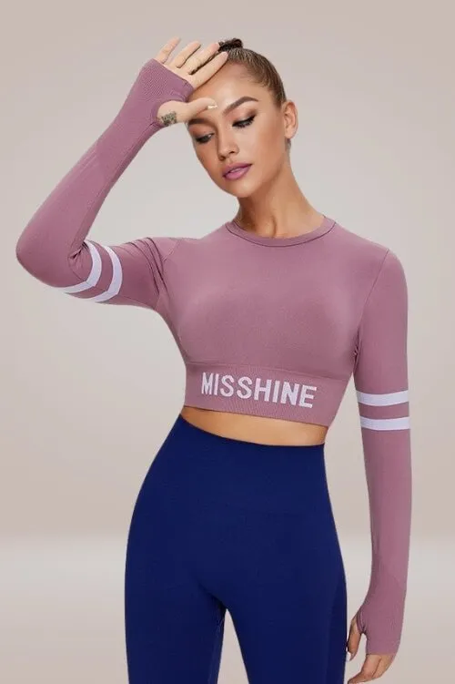 Mauve Athleisure Long Sleeve Crop Top
