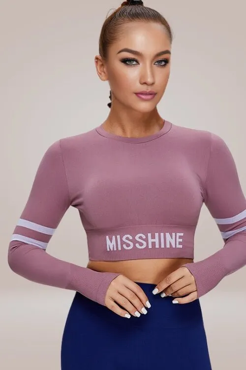 Mauve Athleisure Long Sleeve Crop Top