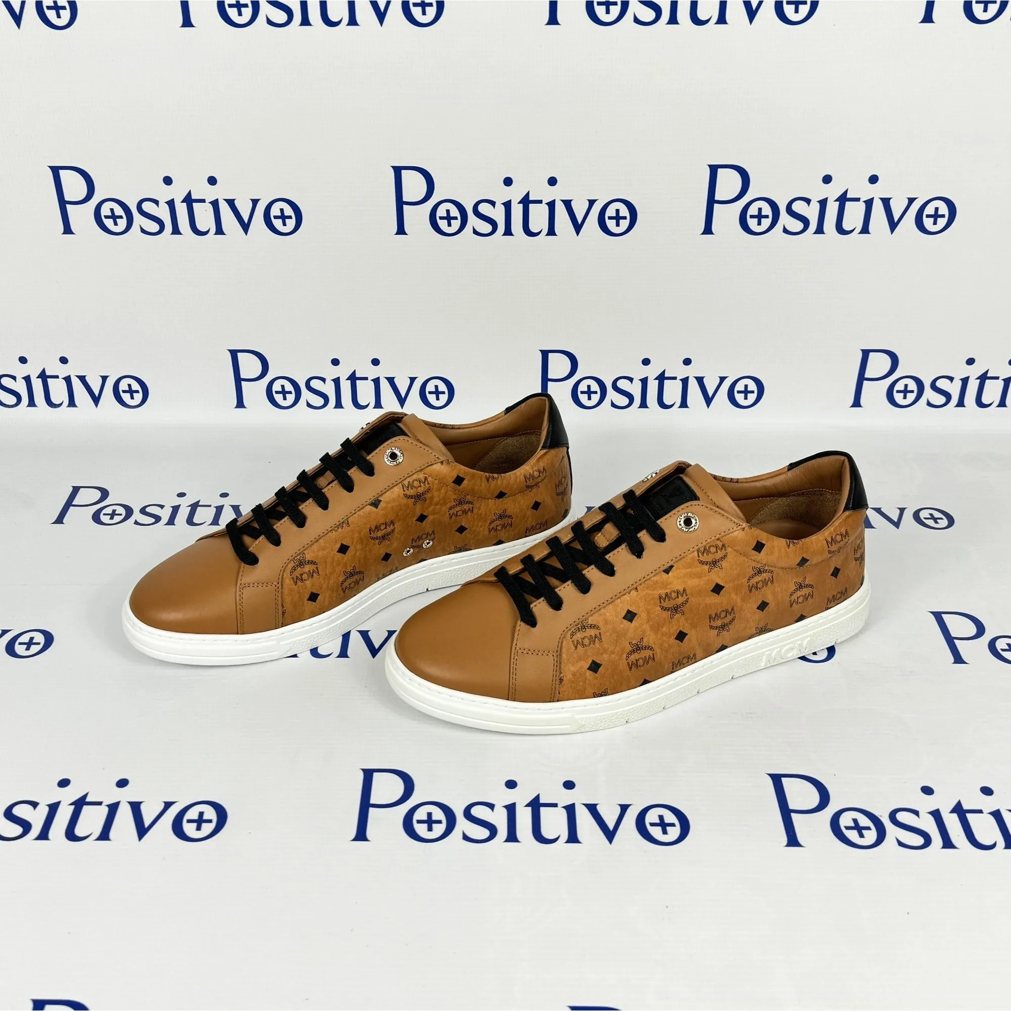 MCM Mens Terrain Derby Visetos Cognac Low Top Sneakers