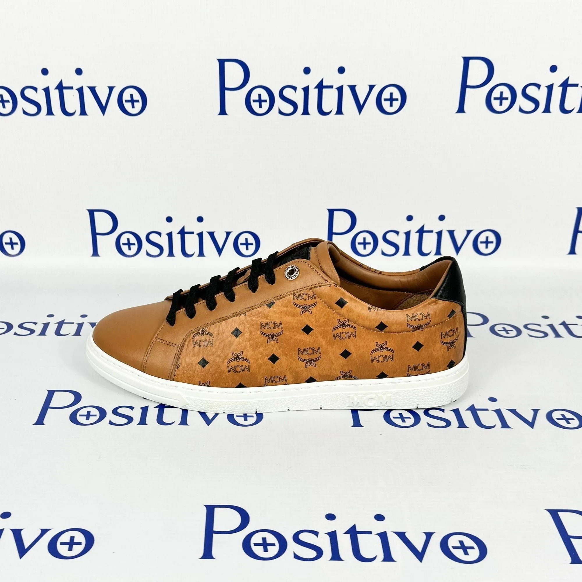 MCM Mens Terrain Derby Visetos Cognac Low Top Sneakers