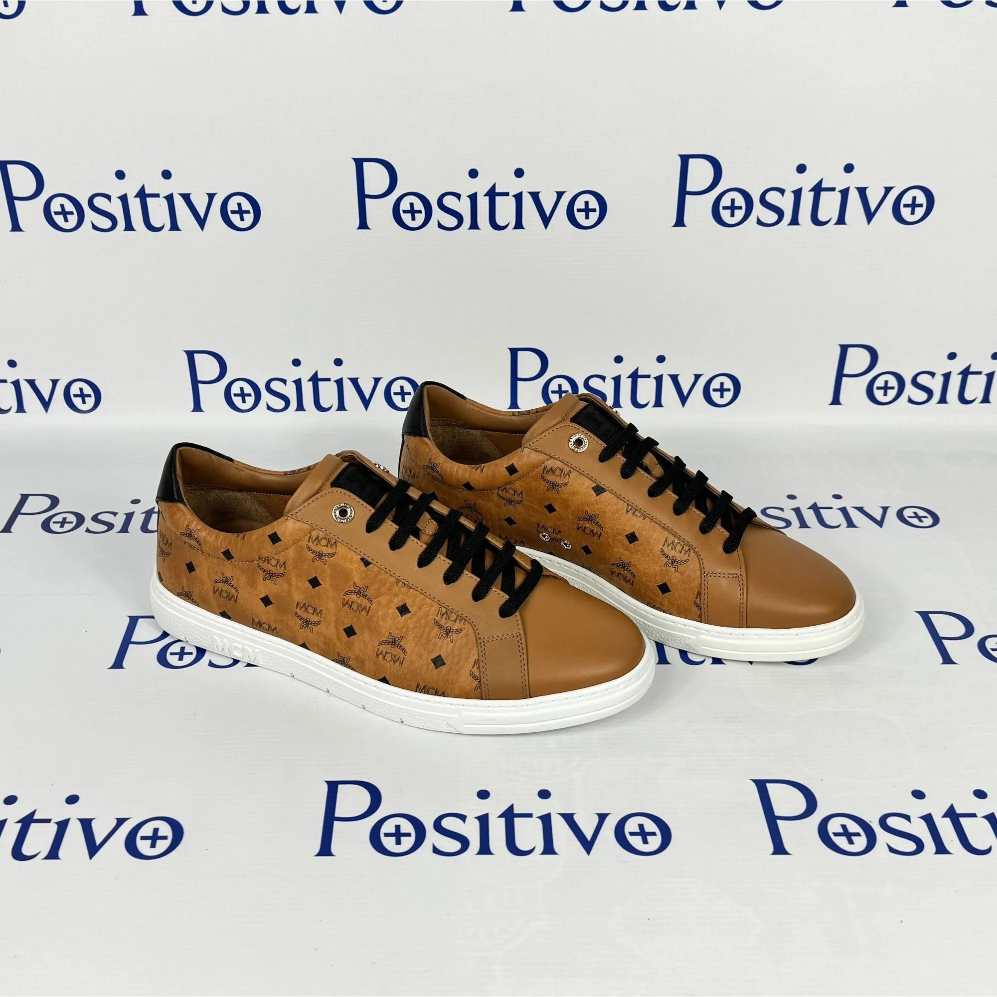 MCM Mens Terrain Derby Visetos Cognac Low Top Sneakers