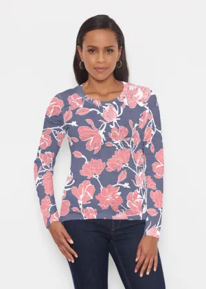 Melina Blooms Navy (7721) ~ Signature Long Sleeve Crew Shirt
