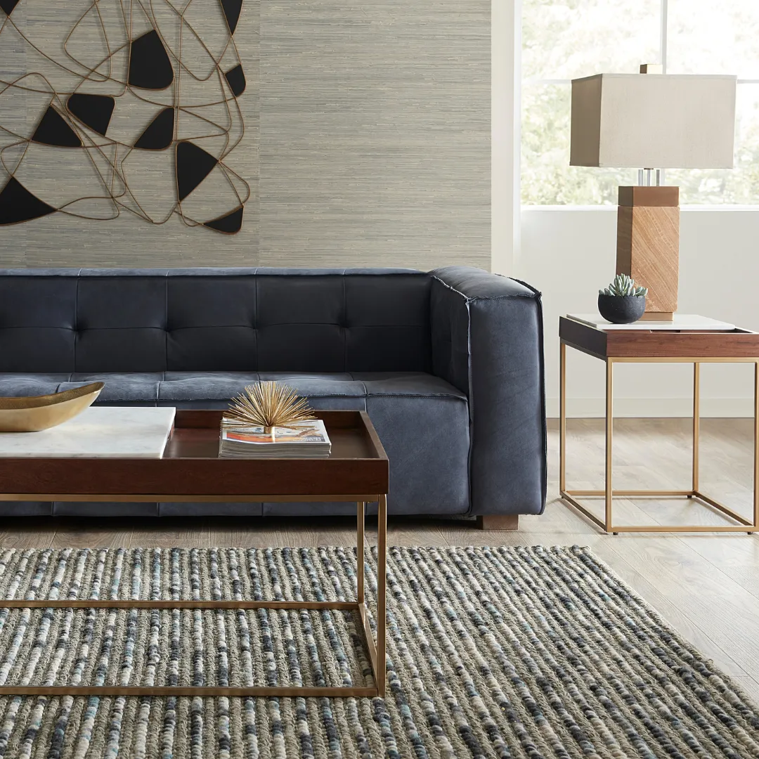 Milano Blue Leather Sofa