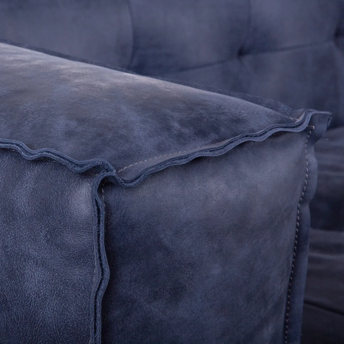 Milano Blue Leather Sofa