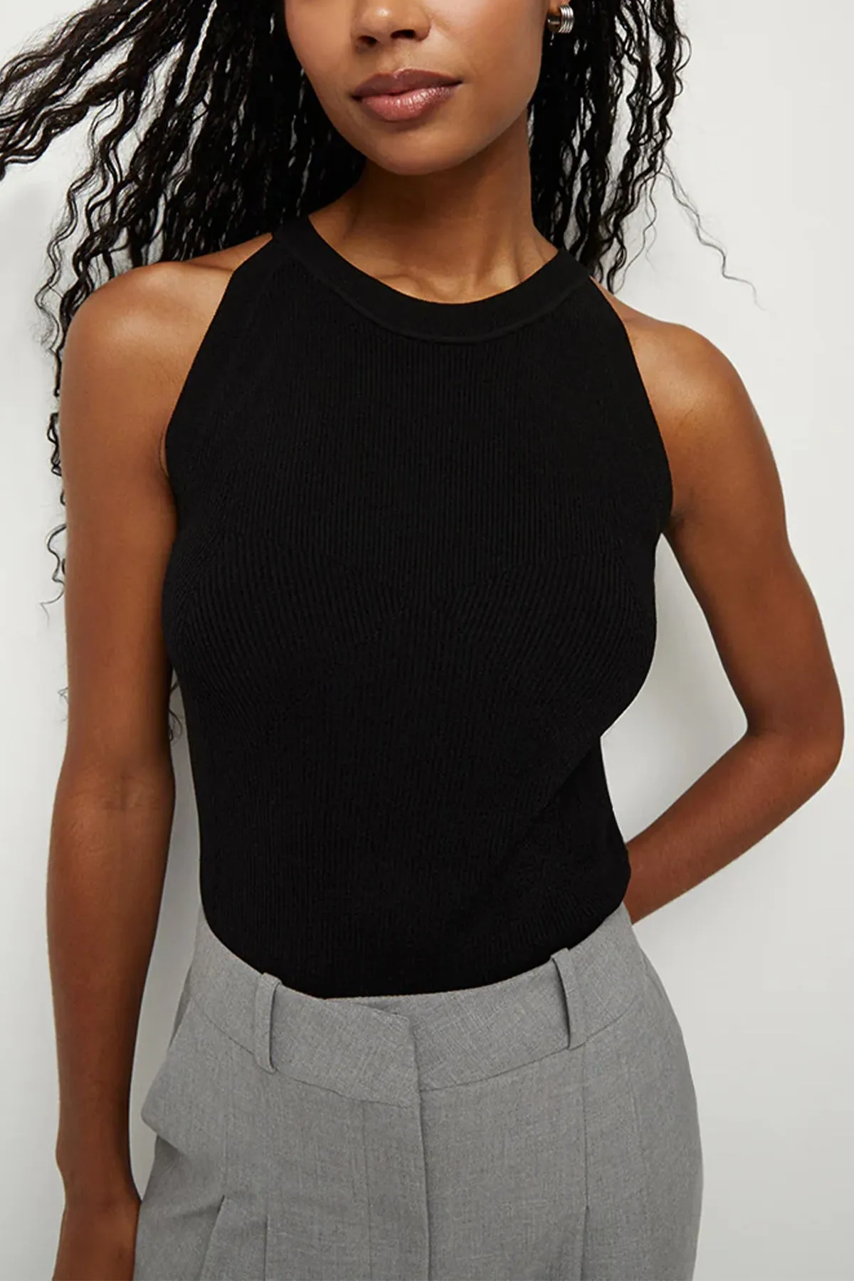 Moulin Ribbed-Knit Top in Black