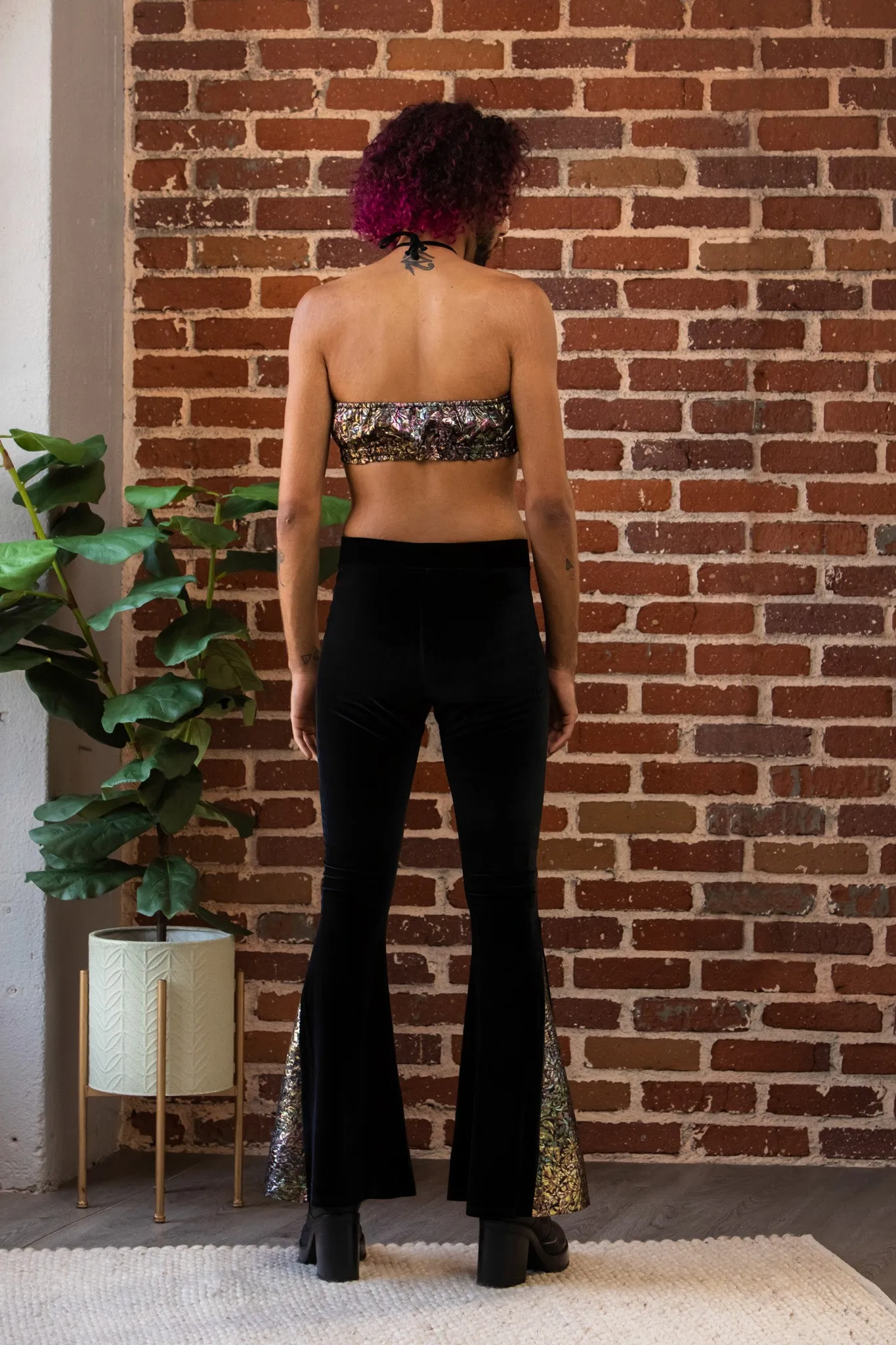 Multicolor Shimmer Brocade Bandeau Top