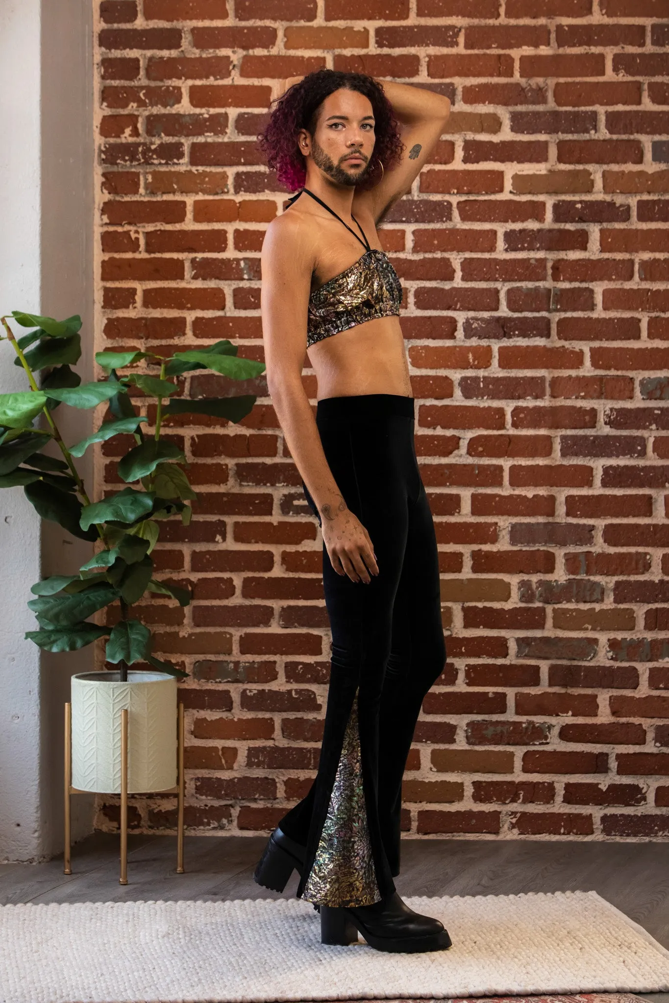 Multicolor Shimmer Brocade Bandeau Top