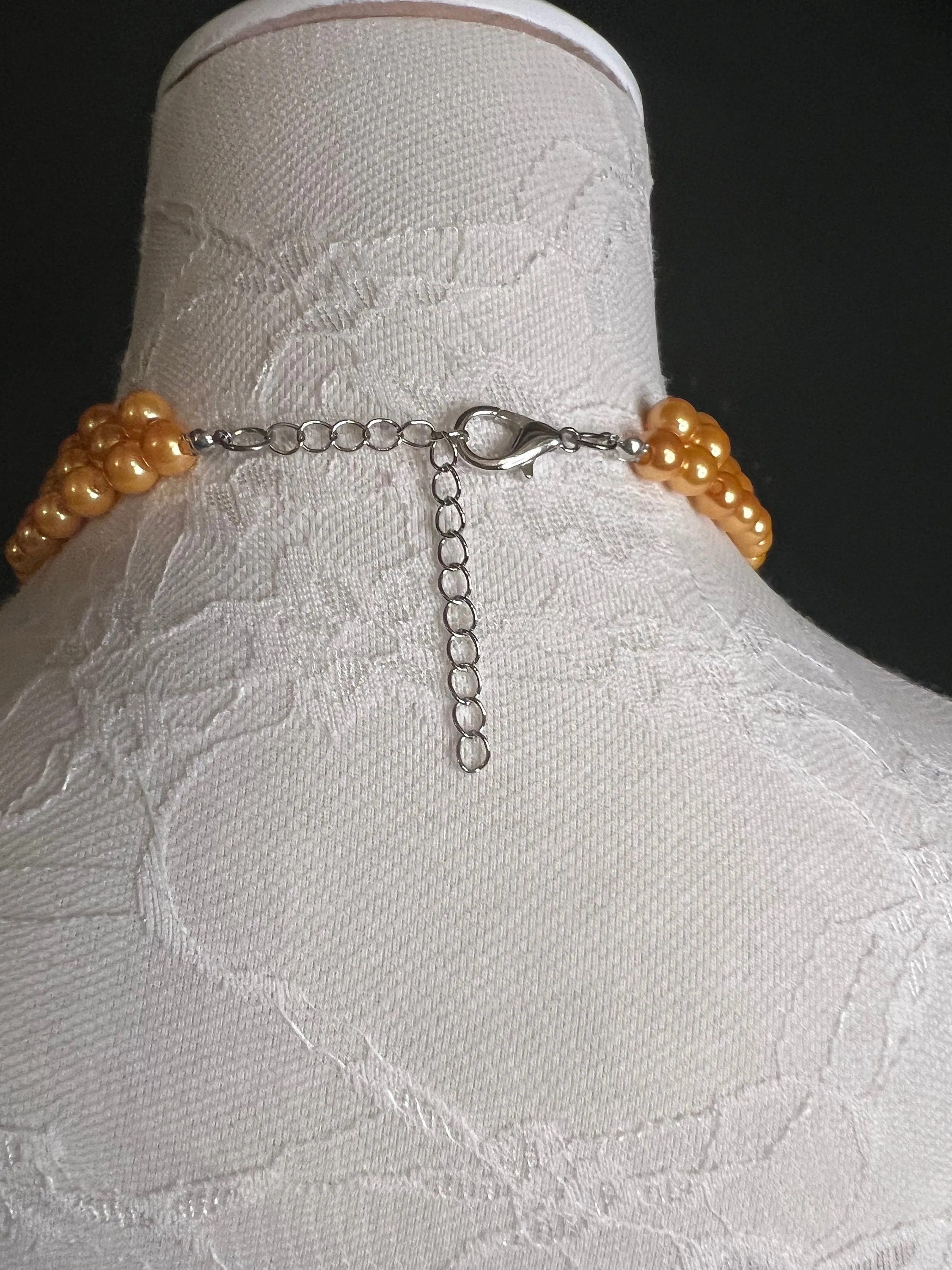 Mustard Gold Beaded Pearl Necklace and Earring Set 7 colours