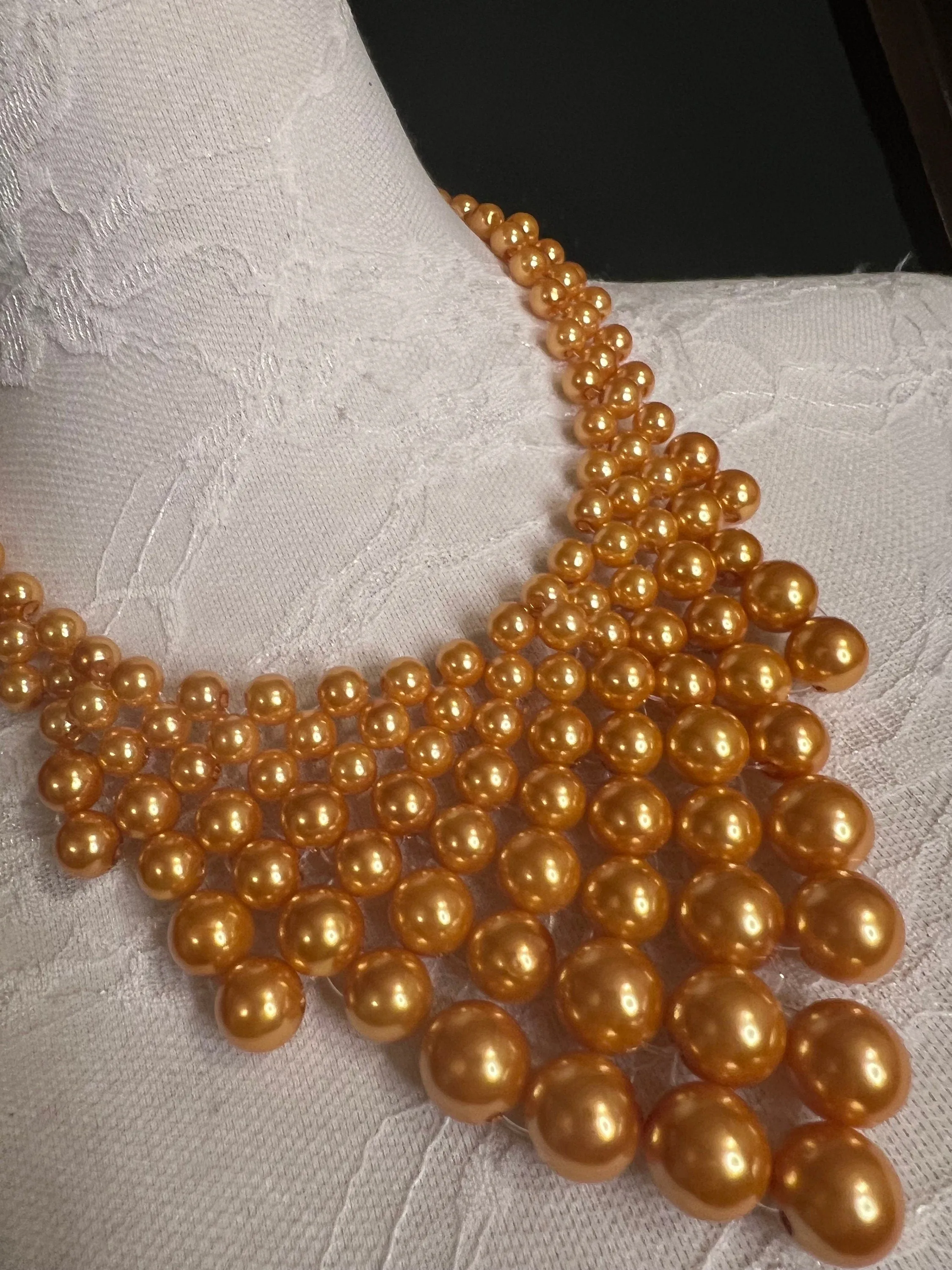 Mustard Gold Beaded Pearl Necklace and Earring Set 7 colours