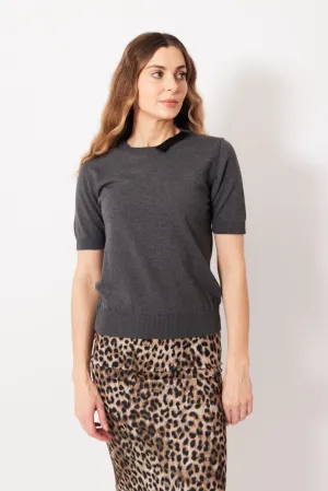 N°21 Short Sleeve Knit Crew With Beaded Bow