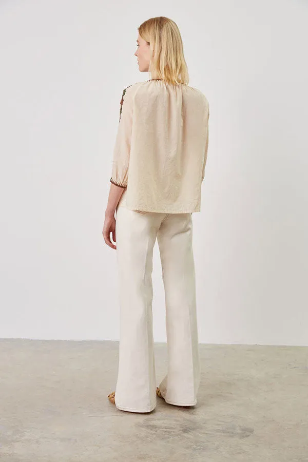 NAHLA ROMAN STYLE EMBROIDERED COTTON BLOUSE