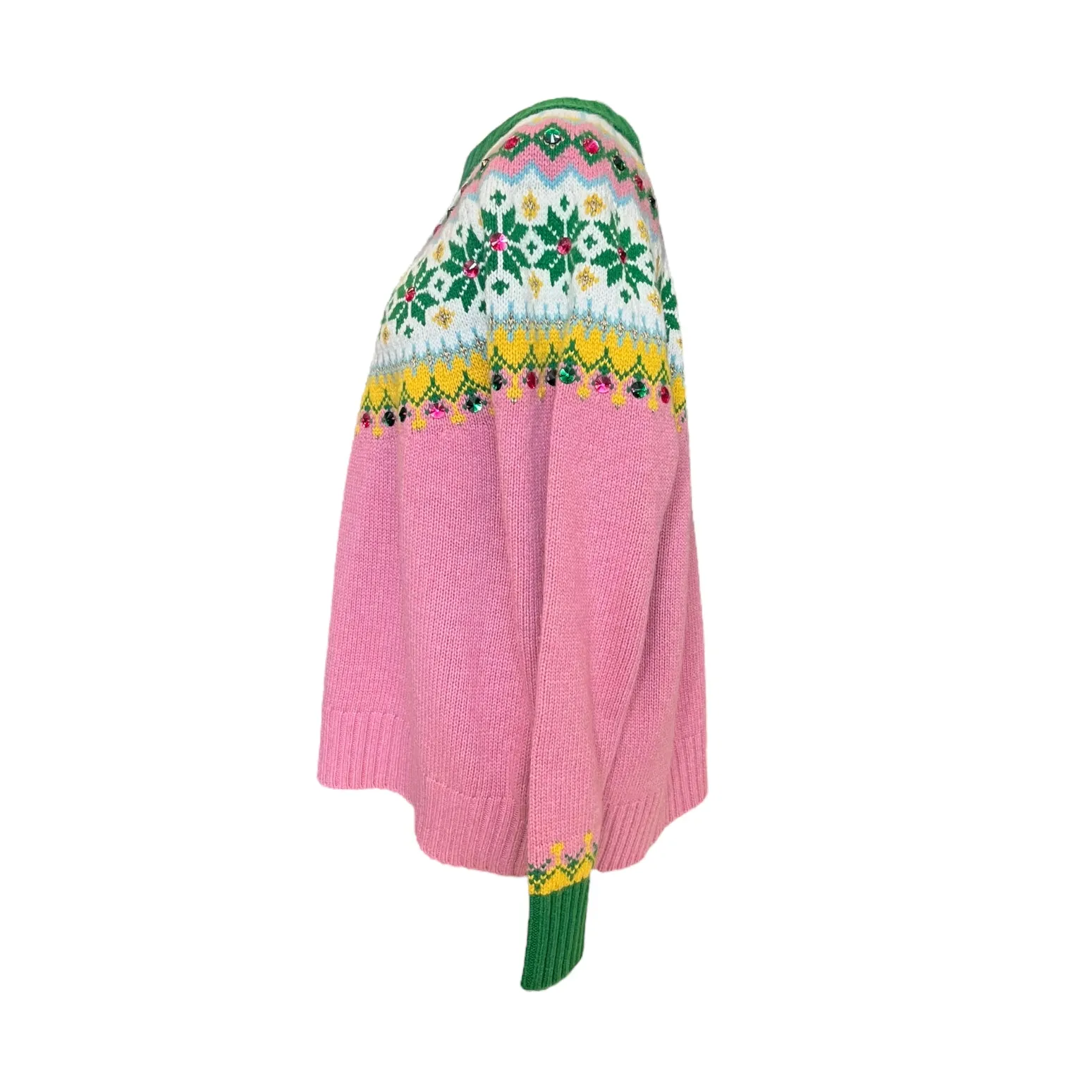 NEW Boden Pink and Green Sparkly Jumper