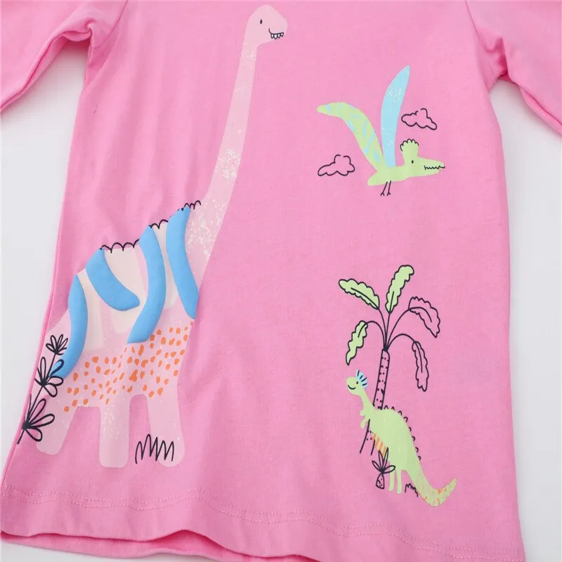 New Spring Girls Embroidered Unicorn Fashion Cotton Tops - Pink, Yellow