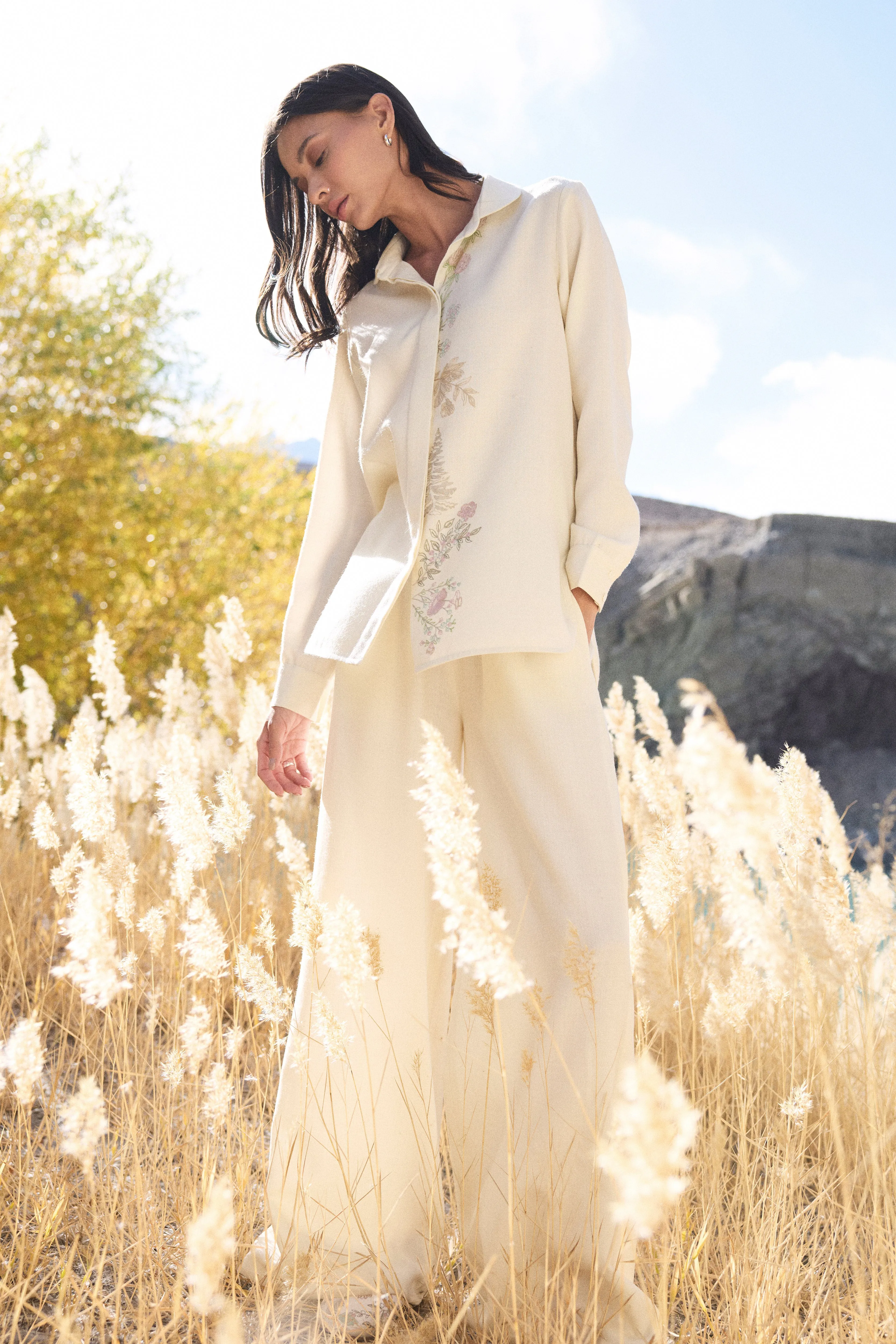 Nyoma Woollen Shirt (Pastels & Ivory)