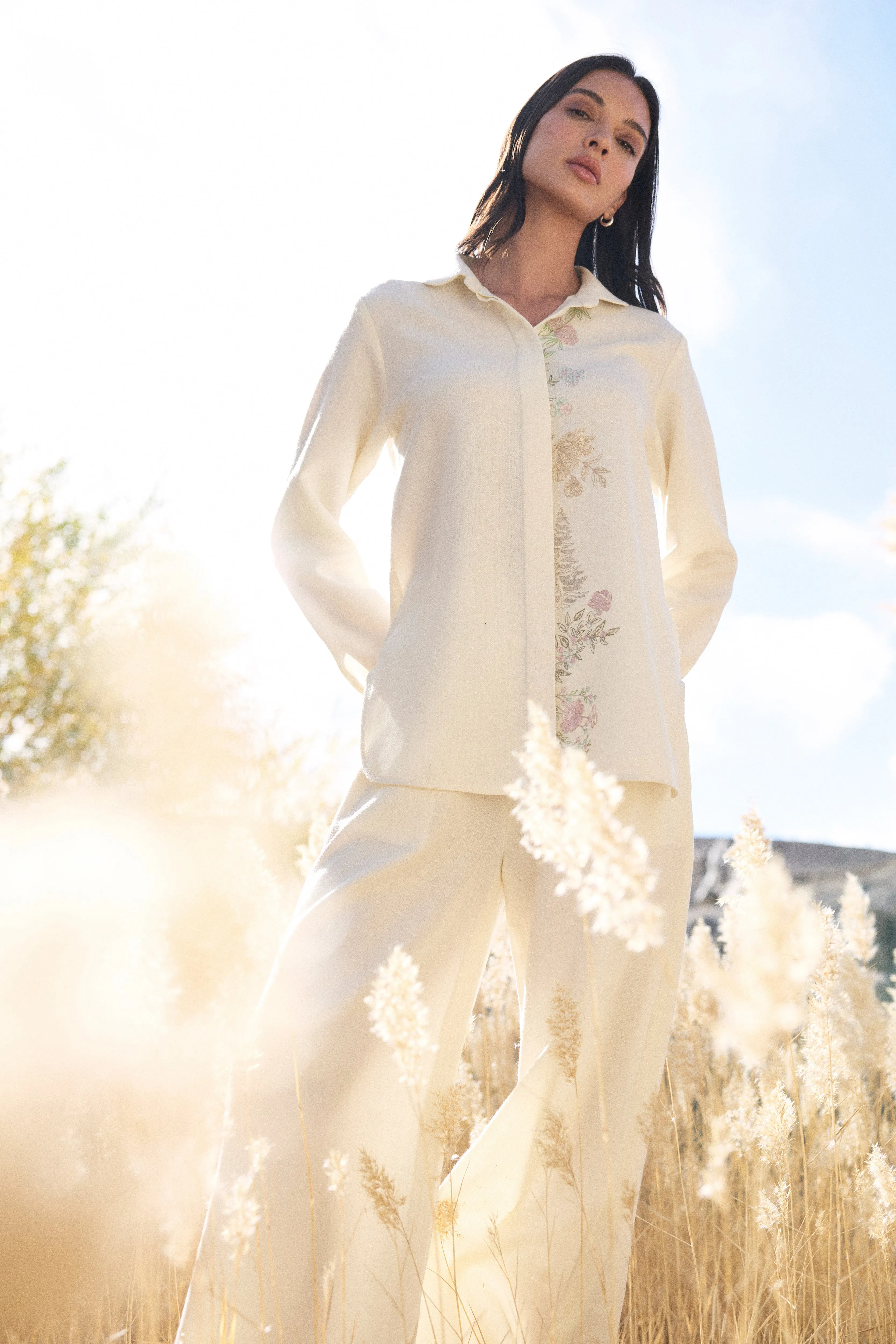 Nyoma Woollen Shirt (Pastels & Ivory)
