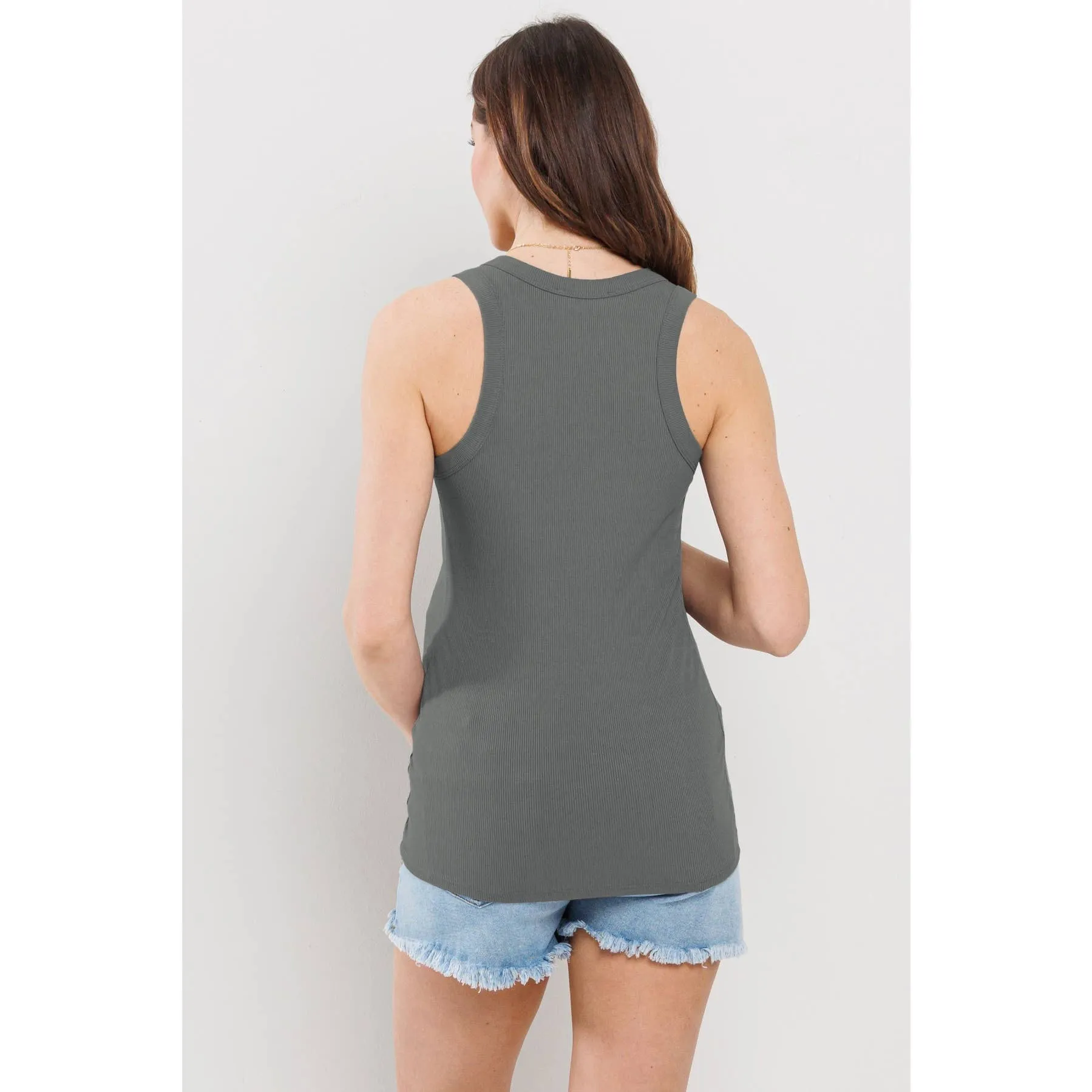 Olive Scoop Neck Tank