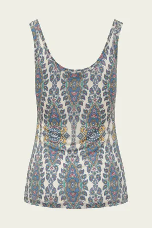 Paisley-Print Tank Top in Blue Multi