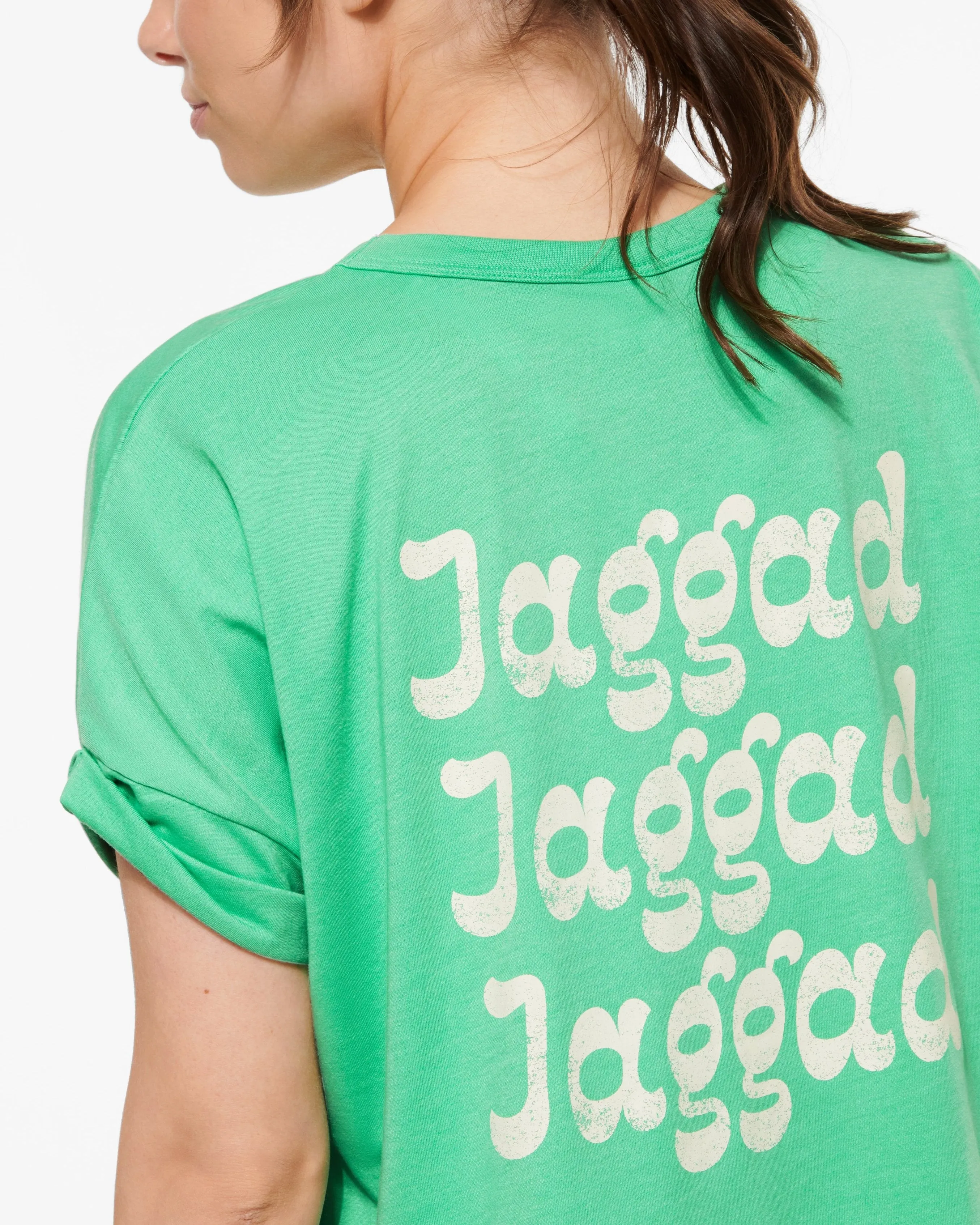 PALM CUFFED SLEEVE TEE JADE