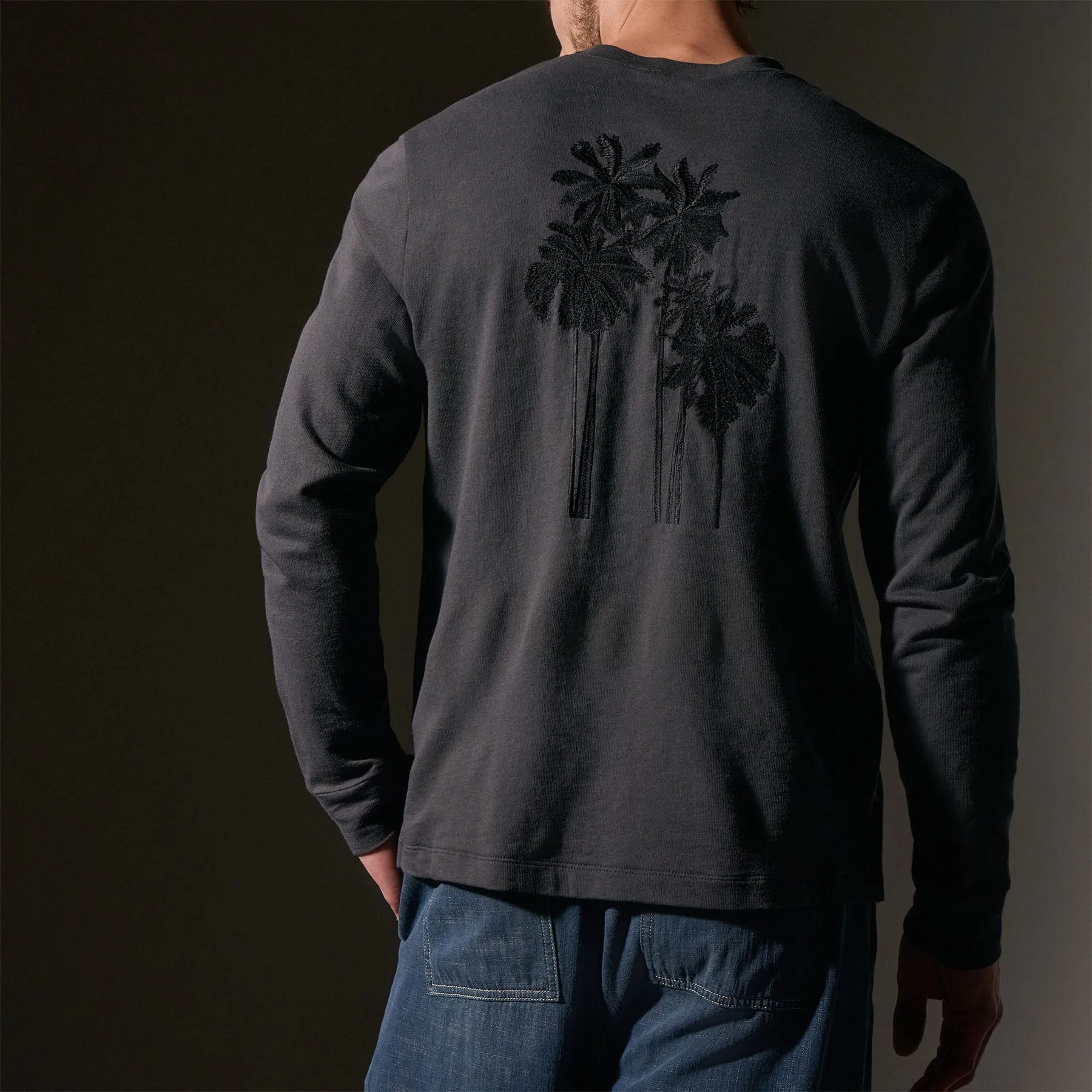 Palm Tree Embroidered Sweatshirt - Magma/Black
