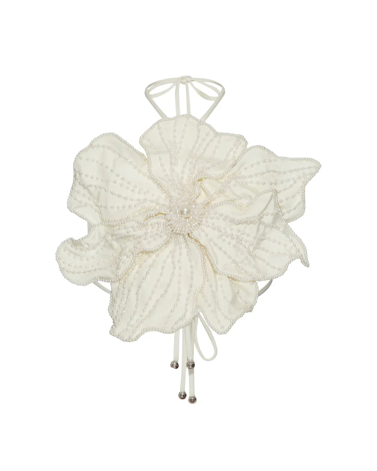 Patbo Hand Beaded Flower Top White