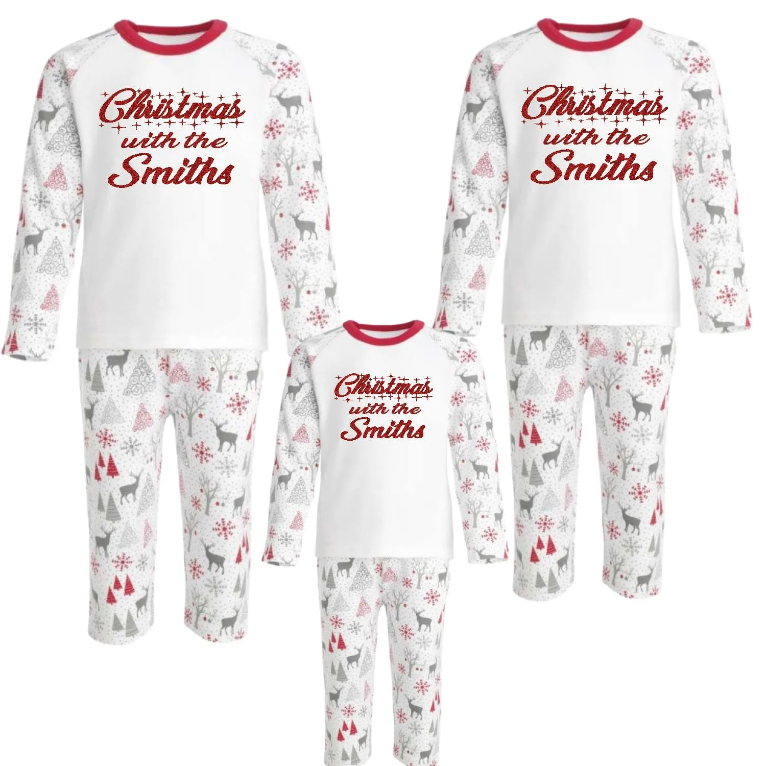 Personalised Family Matching Christmas Sparkly Pyjamas