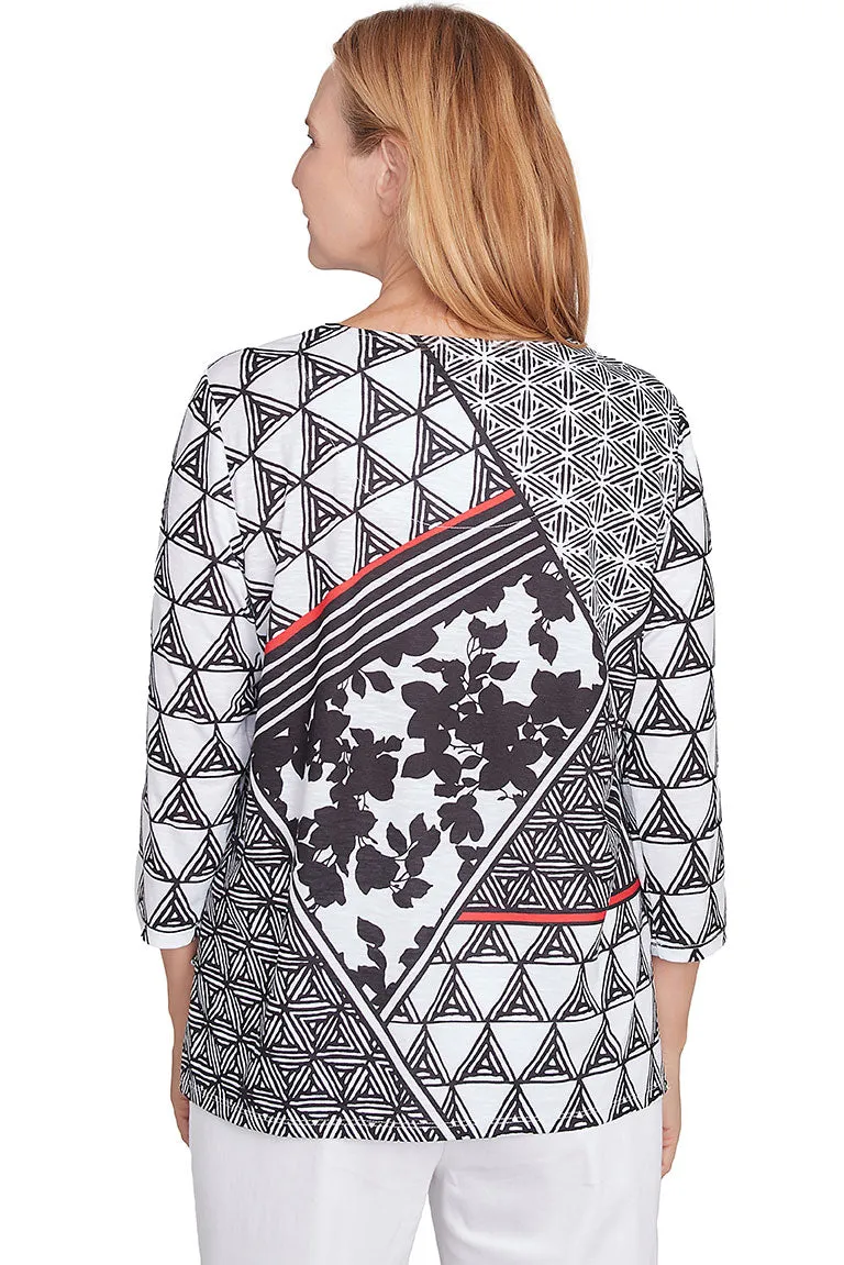 Petite Wild At Heart Patchwork Knit Top