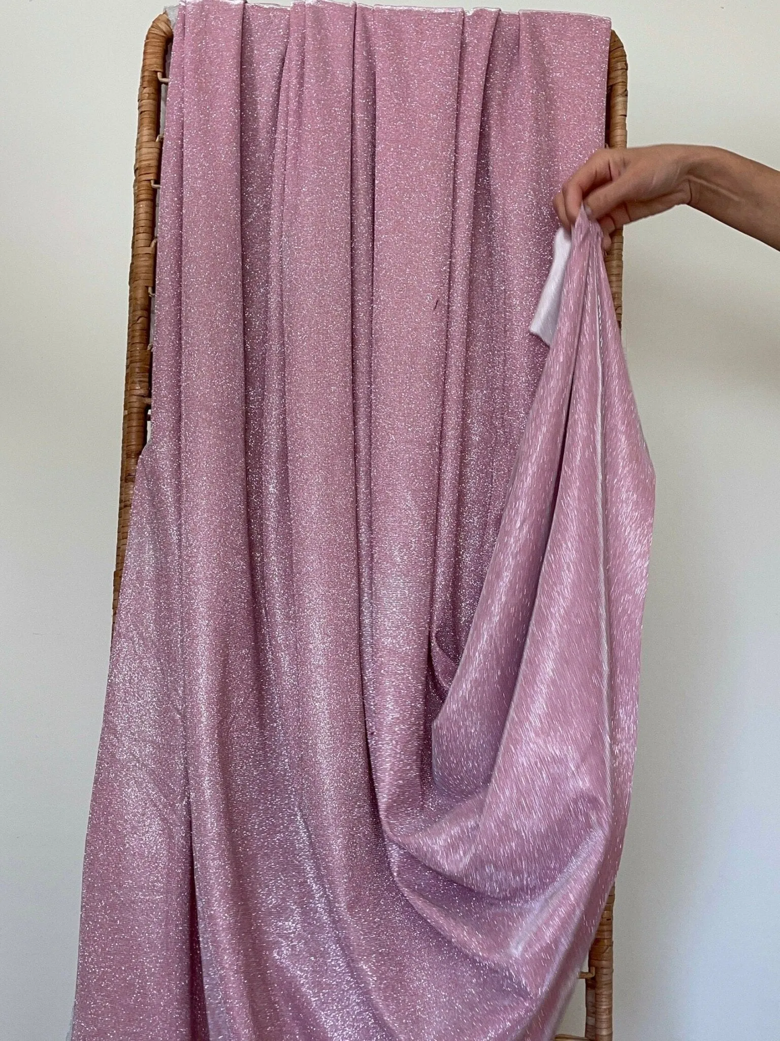 Pink Blush Lurex Glitter Fabric, Glimmer Pink Shimmer Fabric, Blush Pink Glitter Fabric for Dress, Blush Metallic Lurex