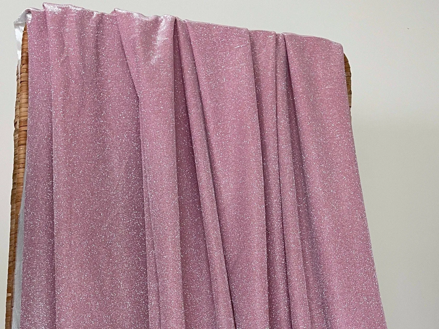Pink Blush Lurex Glitter Fabric, Glimmer Pink Shimmer Fabric, Blush Pink Glitter Fabric for Dress, Blush Metallic Lurex