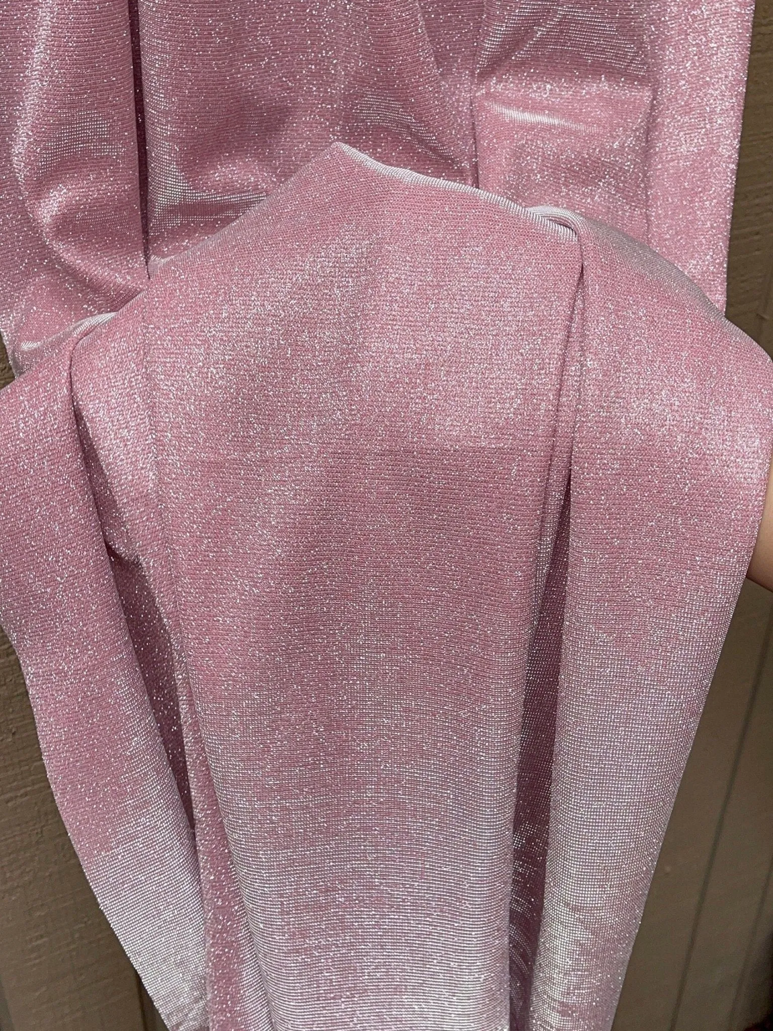 Pink Blush Lurex Glitter Fabric, Glimmer Pink Shimmer Fabric, Blush Pink Glitter Fabric for Dress, Blush Metallic Lurex
