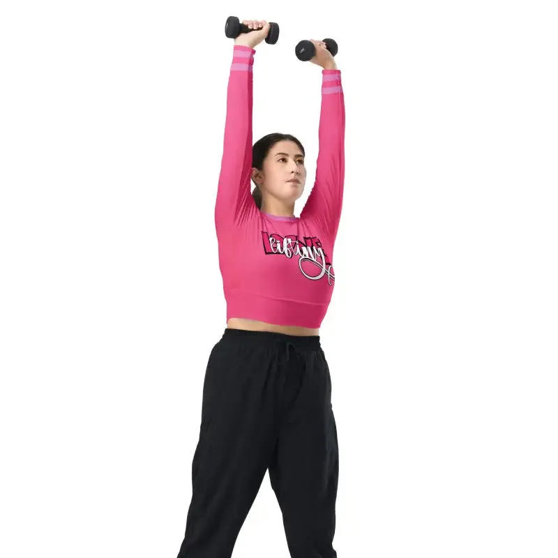 Pink Recycled Long-Sleeve Crop Top